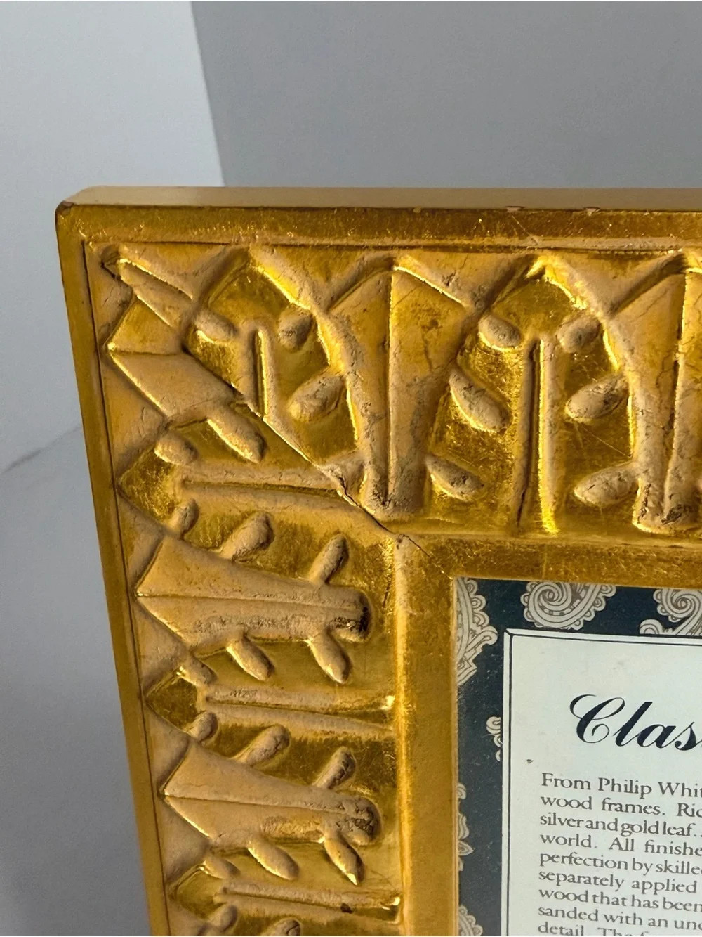 Philip Whitney Ltd Classic Wood Gold Leaf Handcrafted 4x6 Picture Frame Ornate